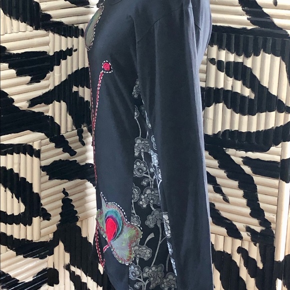 Leopards and Roses Black Art Tunic Dress Size S/M - Picture 6 of 9